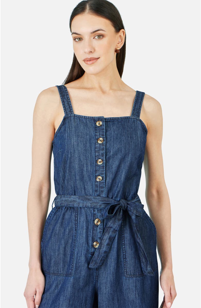 Yumi Chambray Button Through Jumpsuit, Alternate, color, Blue