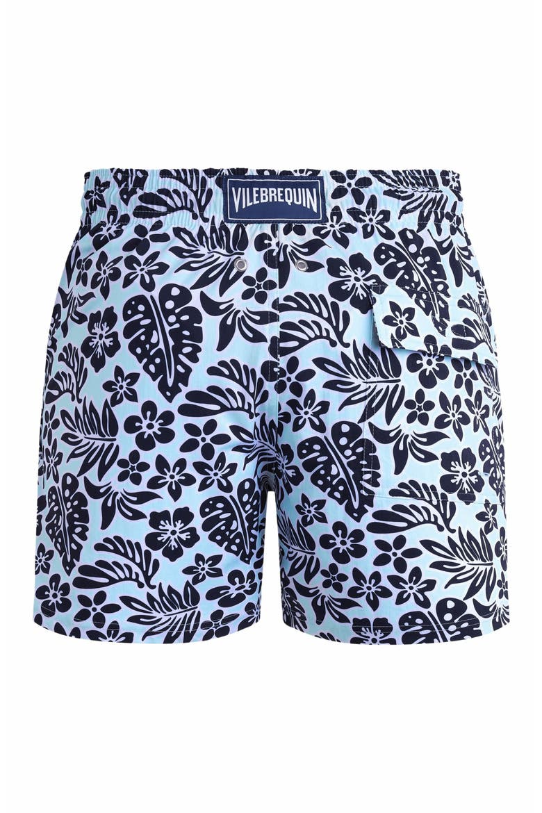 Men's Jungle Leaves Stretch Short Swim Shorts, Alternate, color, PACIFIC