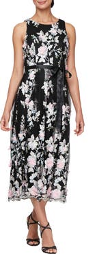 Alex Evenings Embroidered Sleeveless Midi Dress