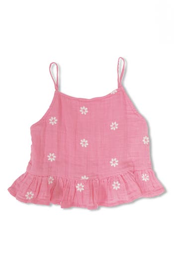 SHADE CRITTERS SHADE CRITTERS KIDS' FLORAL EMBROIDERED GAUZE COVER-UP TOP