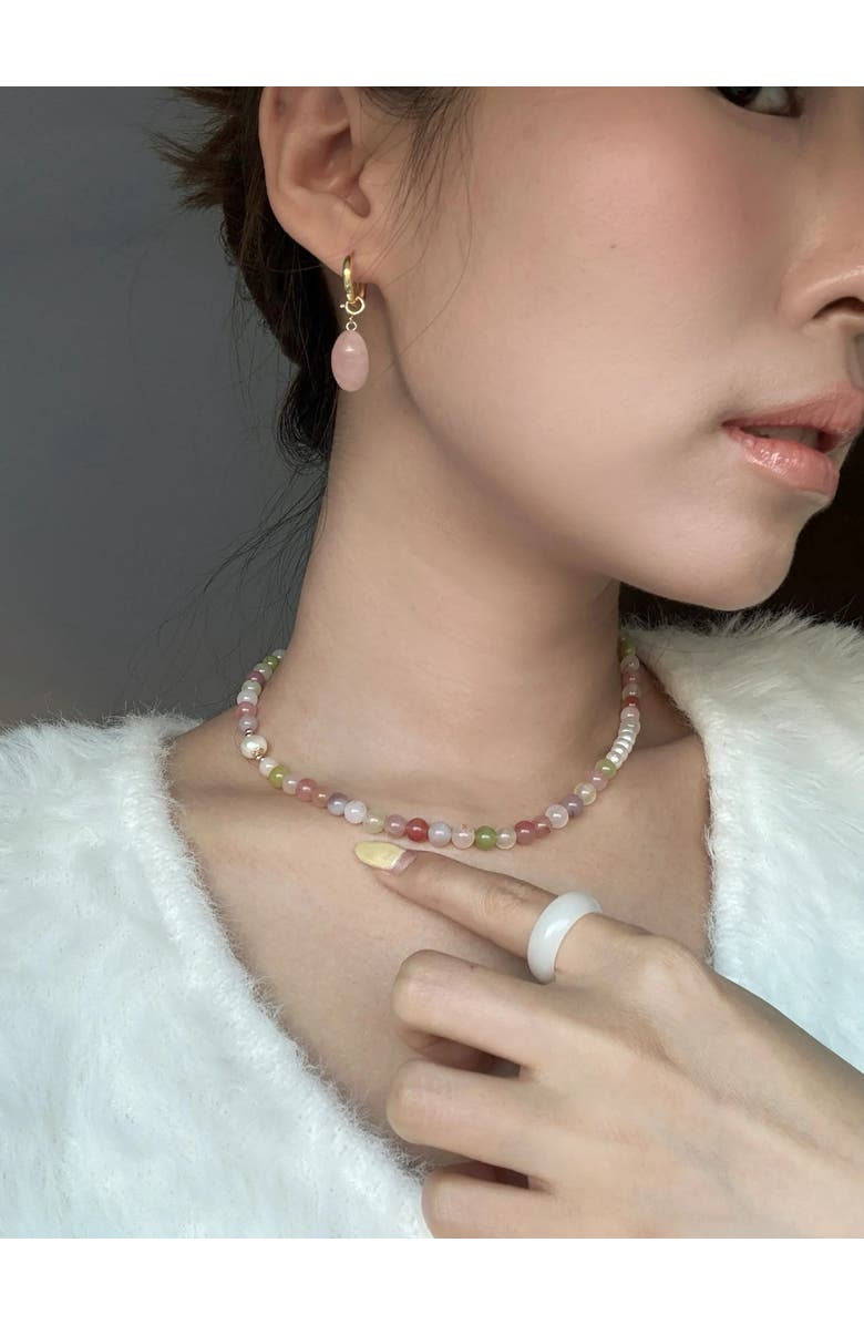 seree Summer Beaded gemstone & pearl choker necklace, Alternate, color, Multicolor