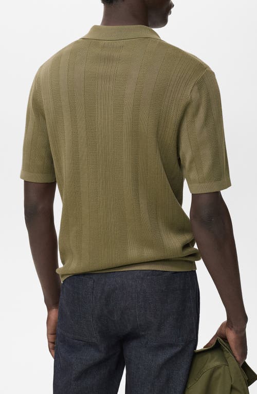 Mango Rib Johnny Collar Polo In Green