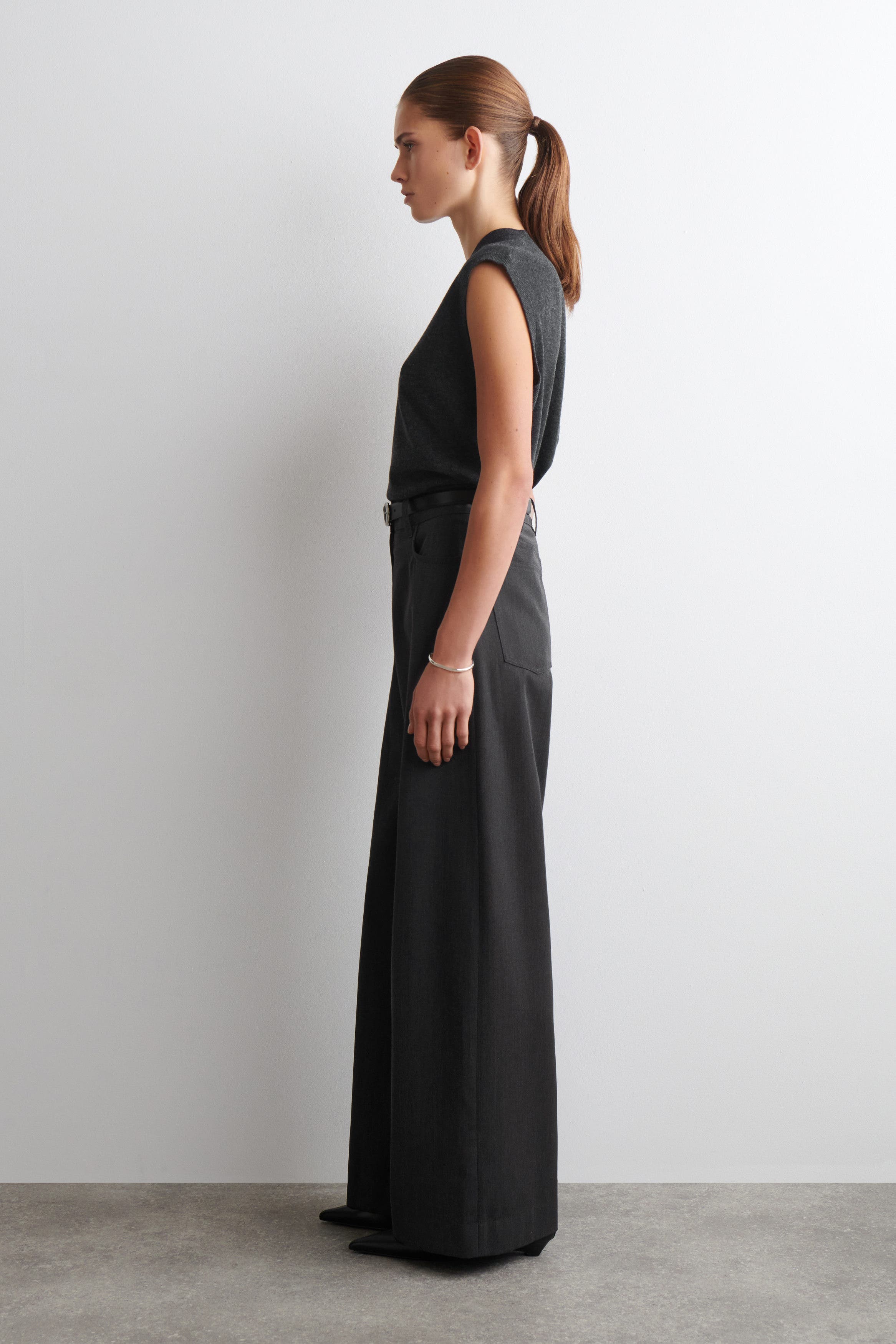 Regular Wool-Blend Wide-Leg Pants - image 2