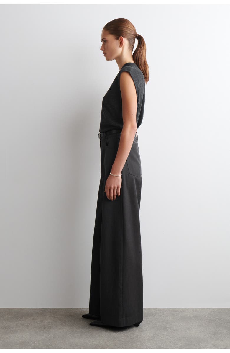 COS Regular Wool-Blend Wide-Leg Pants, Alternate, color, Black