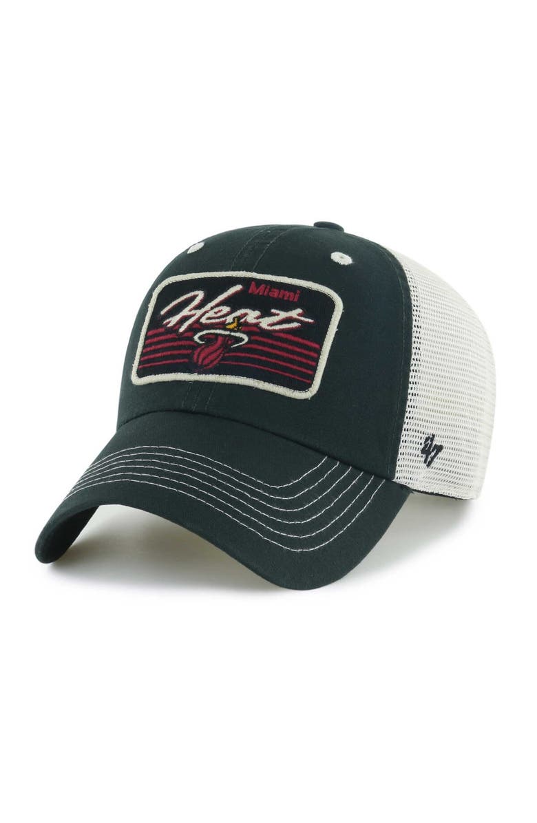 '47 Men's '47 Black Miami Heat Five Point Patch Clean Up Adjustable Hat, Main, color, 