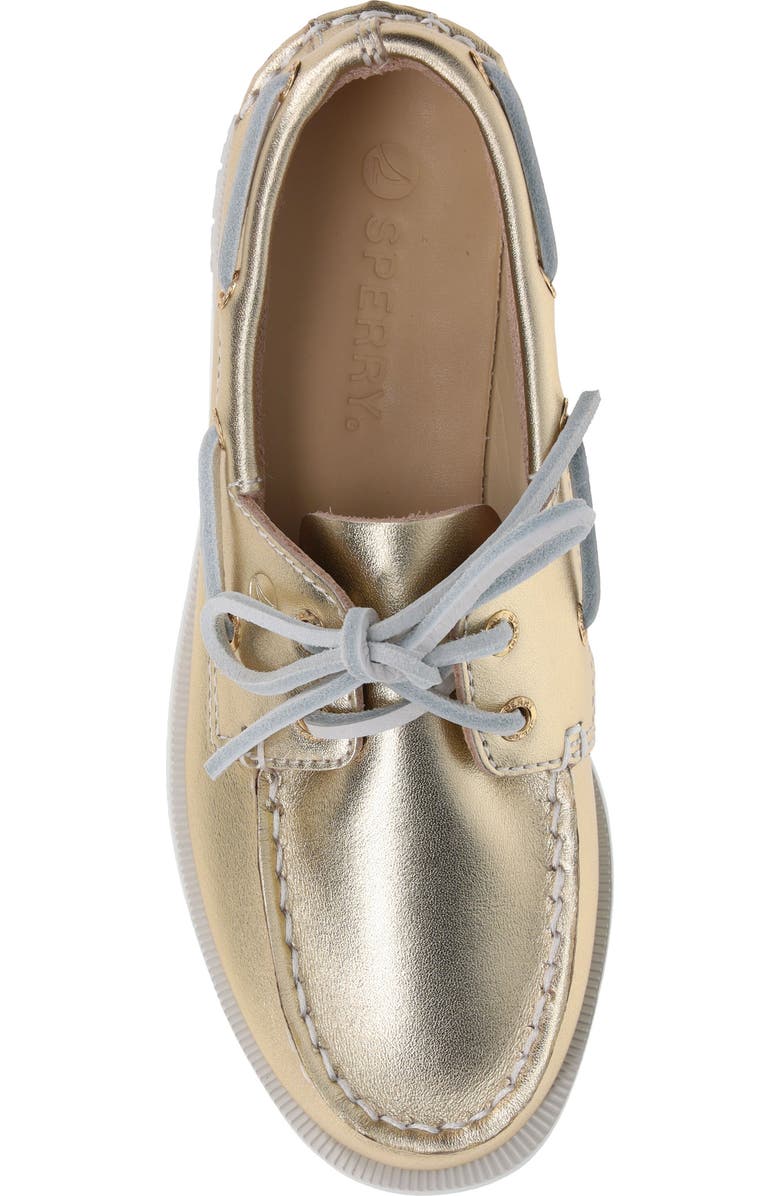 Sperry Kids' Authentic Original 2-Eye Metallic Boat Shoe, Alternate, color, Metgld