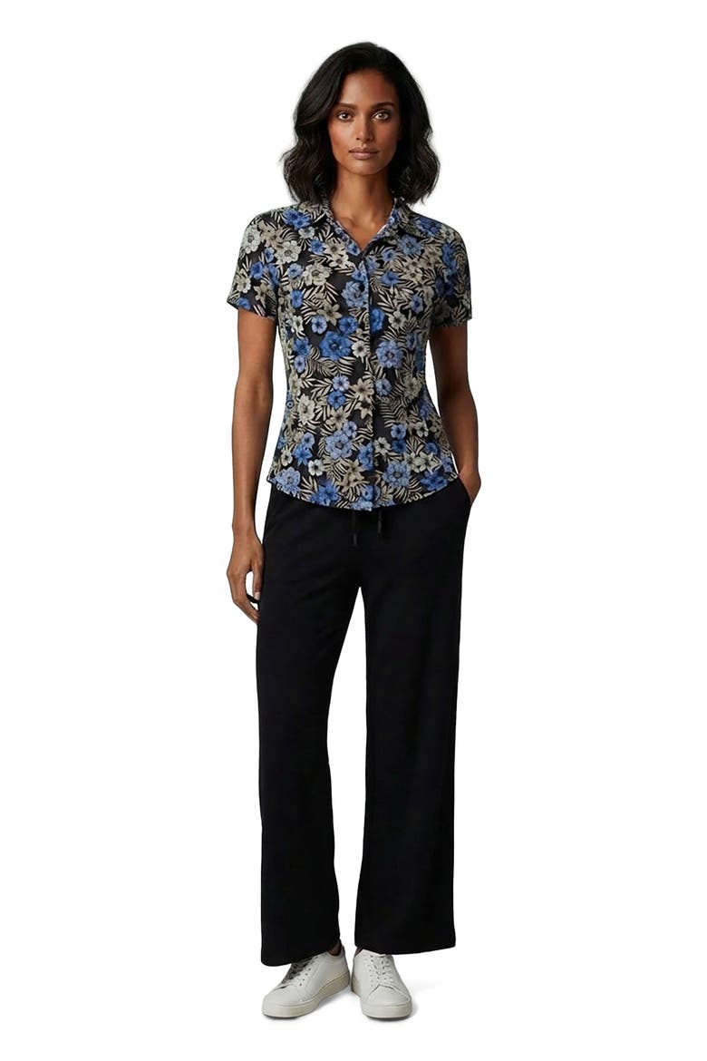 Tropical Mix Womens Printed Button-Up Shirt, Main, color, TROPICAL MIX BLACK