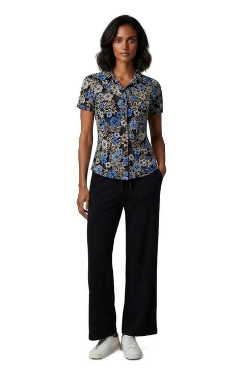 Tropical Mix Womens Printed Button-Up Shirt