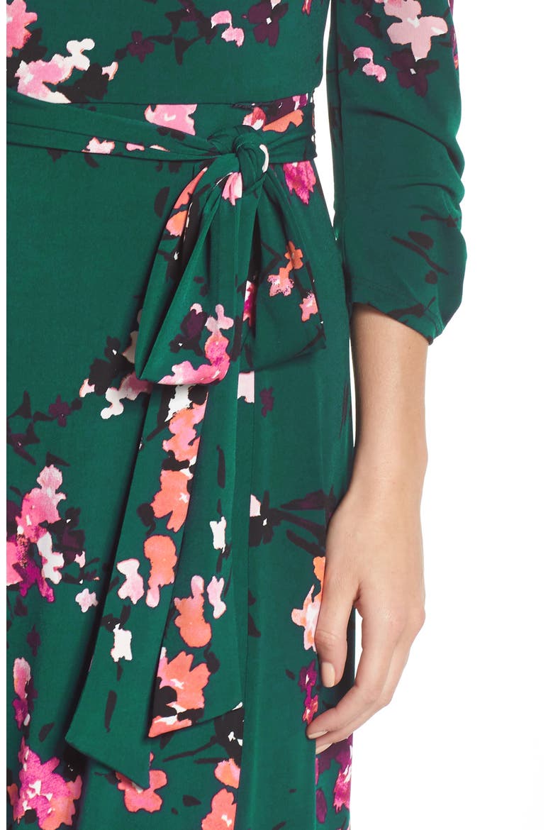 Floral Print Midi Dress, Alternate, color, GREEN