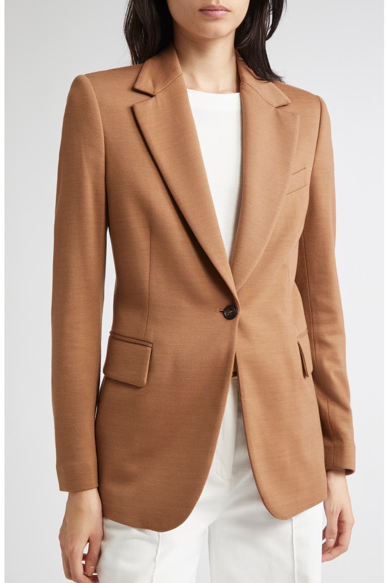 Wool Blazer with Removable Hooded Bib, Alternate, color, 157 COGNAC