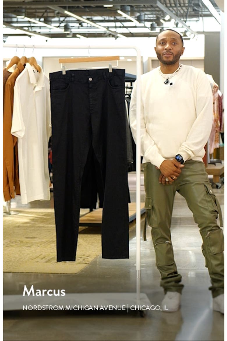 Garment Dyed Stretch Linen & Cotton Slim Fit Jeans video