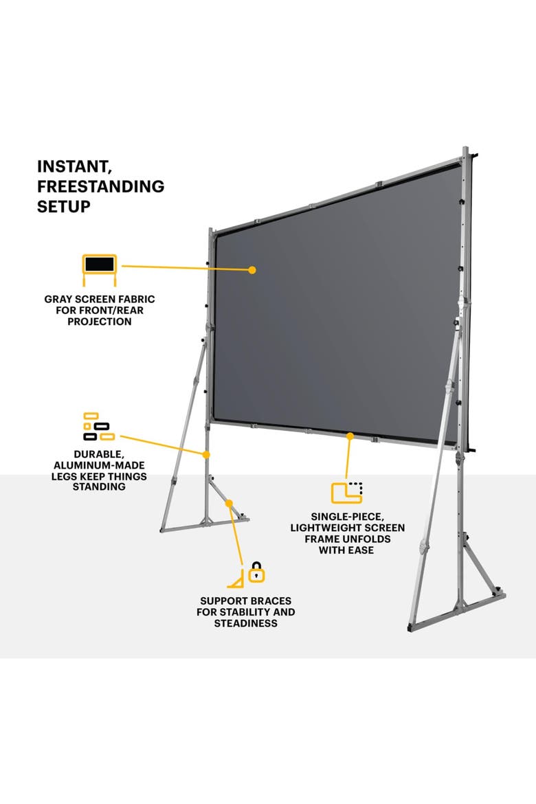 Projector Screen with Stand, Dual Front/Rear, Fast Fold, Tripod, Carry Case, Alternate, color, Black