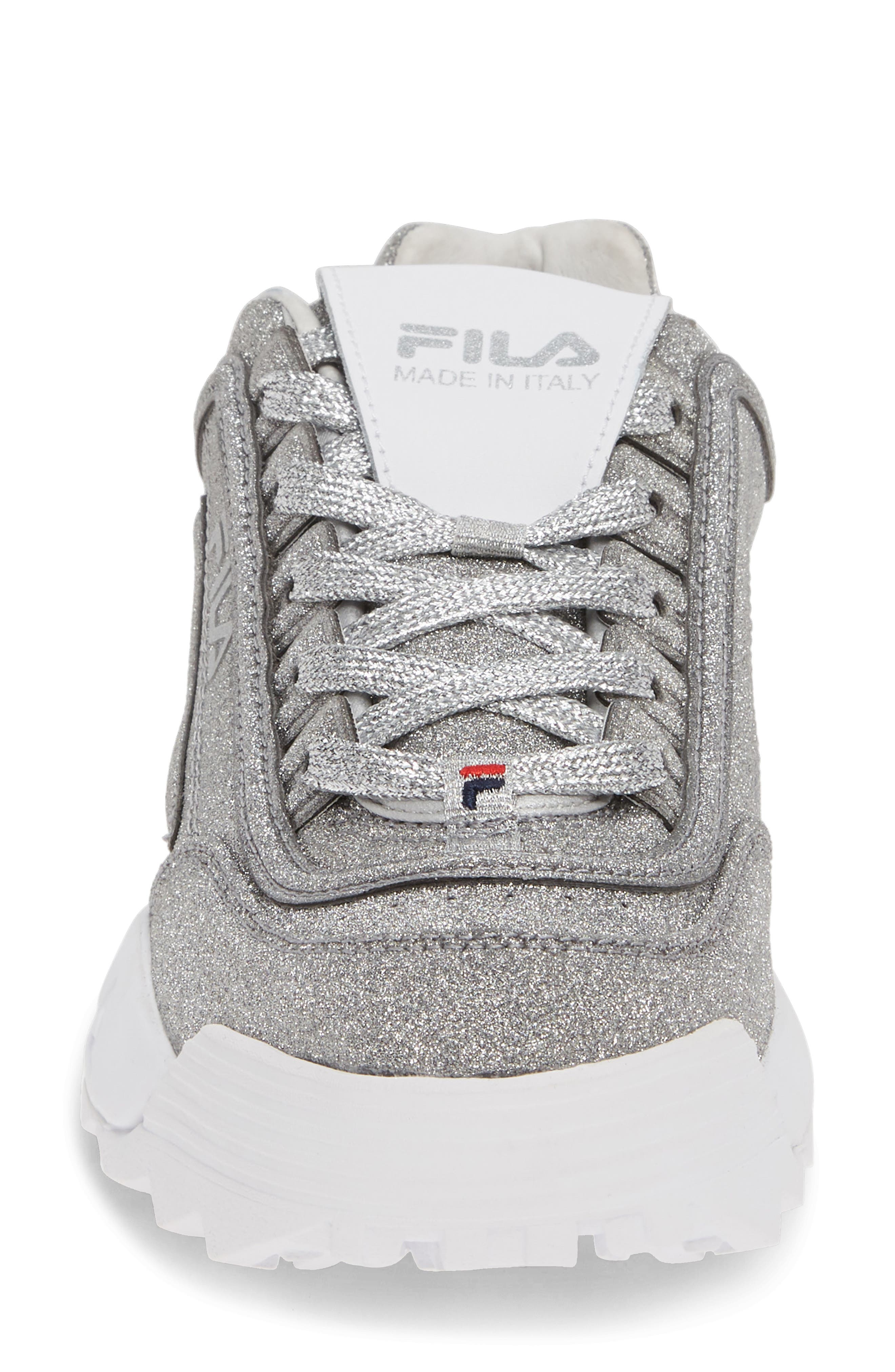 Made In Italy Disruptor 2 Glitter Sneaker, Alternate, color, SILVER/ WHITE