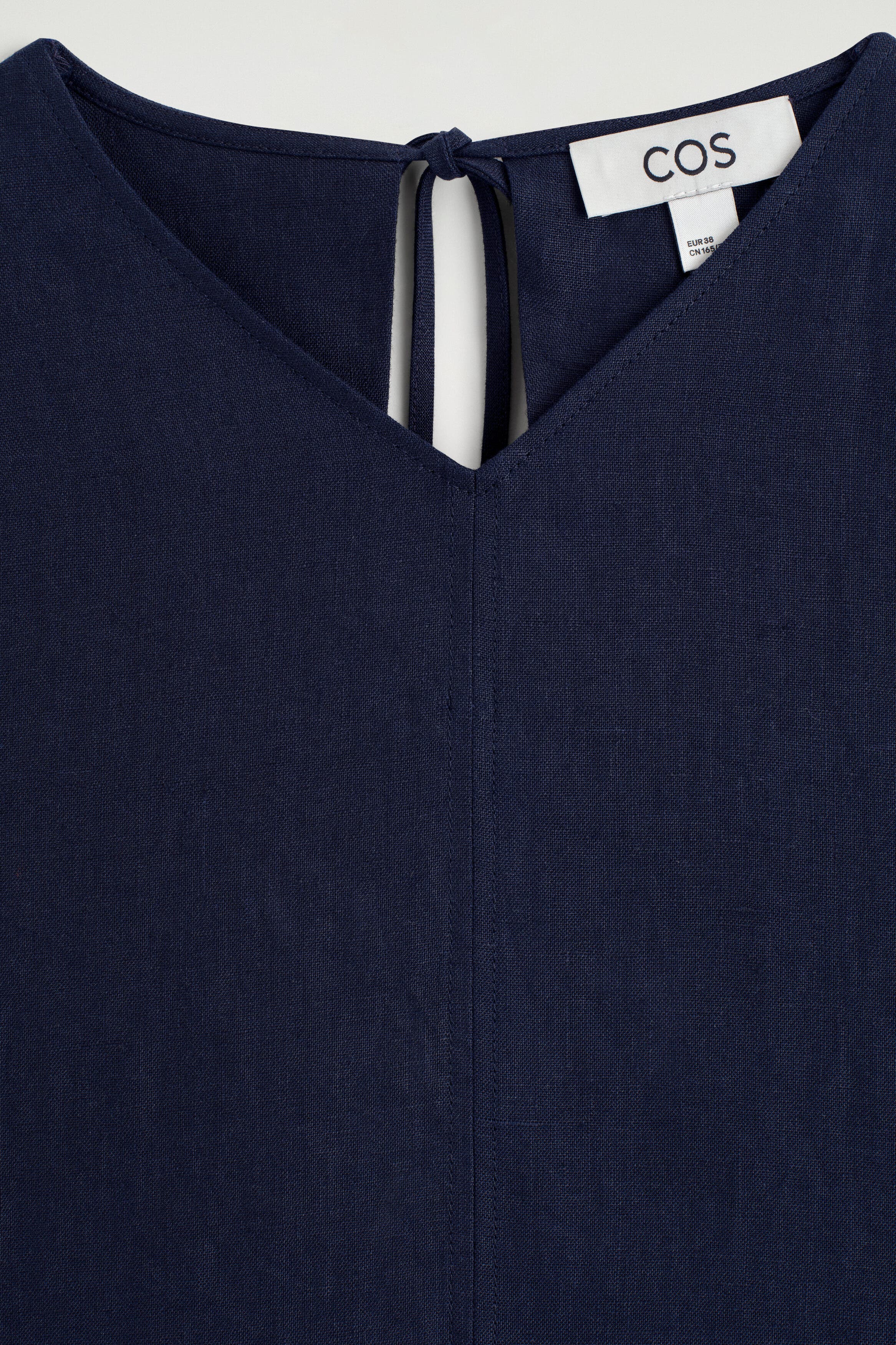 cos blue linen dress V-Neck Open-Back Mini (Women) US Sizes:6 Men's = 7.5 Women's