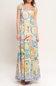 FLYING TOMATO Print Tie Strap Sundress