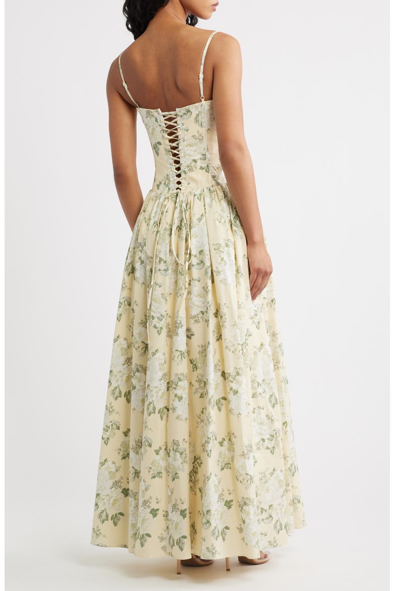 Rona Lemon Floral Stretch Cotton Maxi Sundress, Alternate, color, LEMON FLORAL