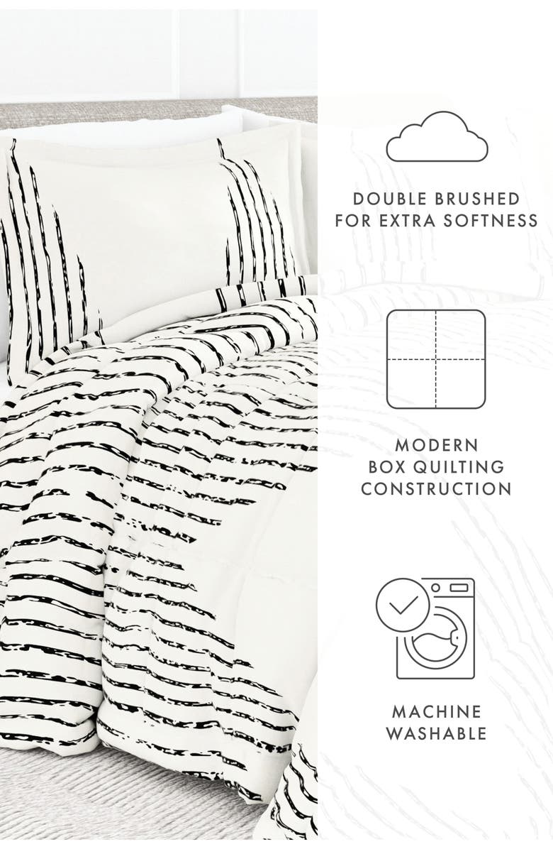 HOMESPUN Premium Ultra Soft Diamond Stripe Down-Alternative Comforter Set, Alternate, color, Grey