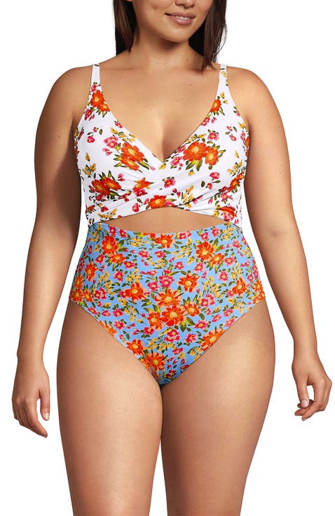 Plus Size Wrap Monokini High Leg One Piece Swimsuit
