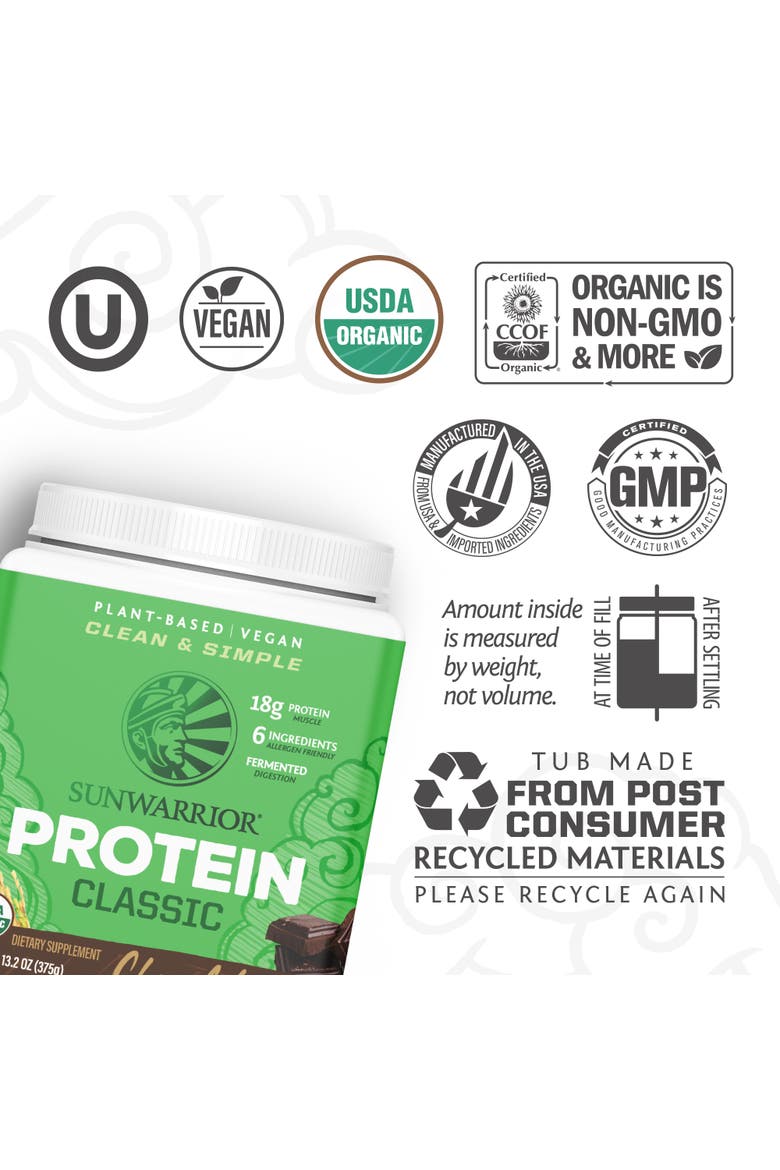 Classic Organic Protein Powder, Chocolate, 375g sq tub, Alternate, color, No Color