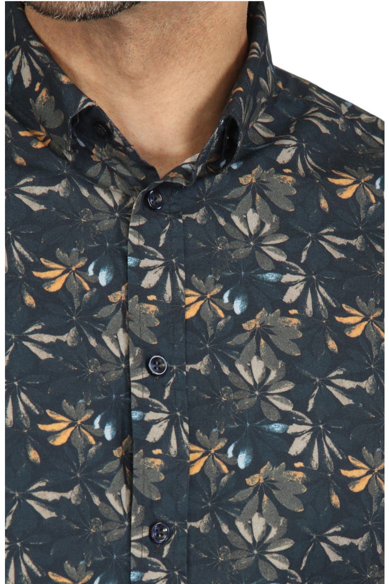 Lily Print Short Sleeve Shirt, Alternate, color, Navy