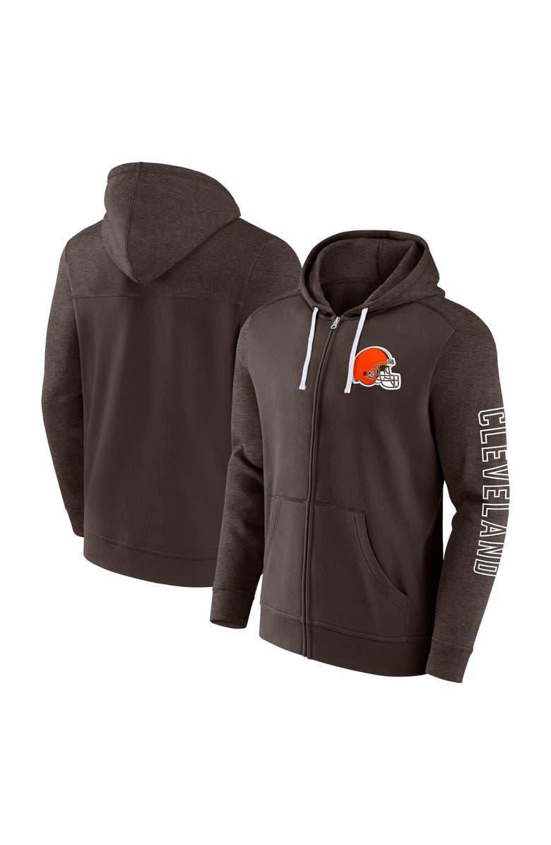 FANATICS Men's Fanatics Branded  Brown Cleveland Browns Offensive Lineup Hoodie Full-Zip Hoodie, Alternate, color, Brown