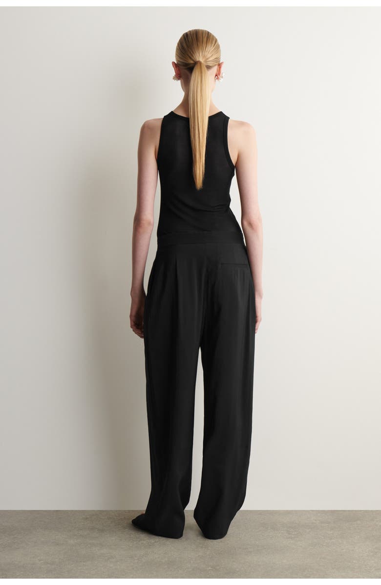 COS Draped Pleated Straight-leg Trousers, Alternate, color, Black