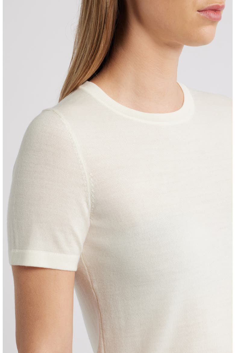 Luxe Washable Short Sleeve Wool Sweater, Alternate, color, WHITE DOVE