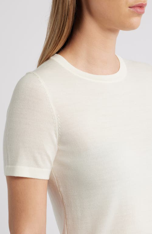 Anne Klein Luxe Washable Short Sleeve Wool Sweater In White