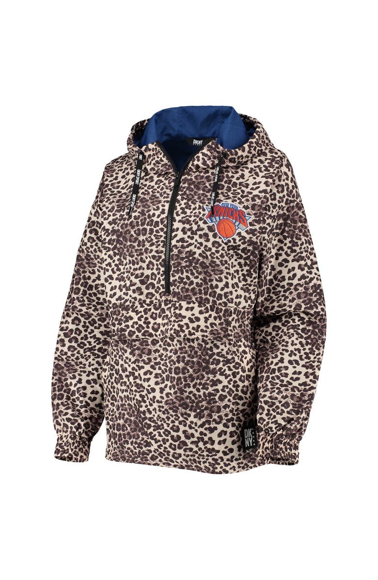 G-III SPORTS BY CARL BANKS Women's DKNY Sport Leopard New York Knicks Gabriella Windbreaker Half-Zip Hoodie, Alternate, color, Leopard