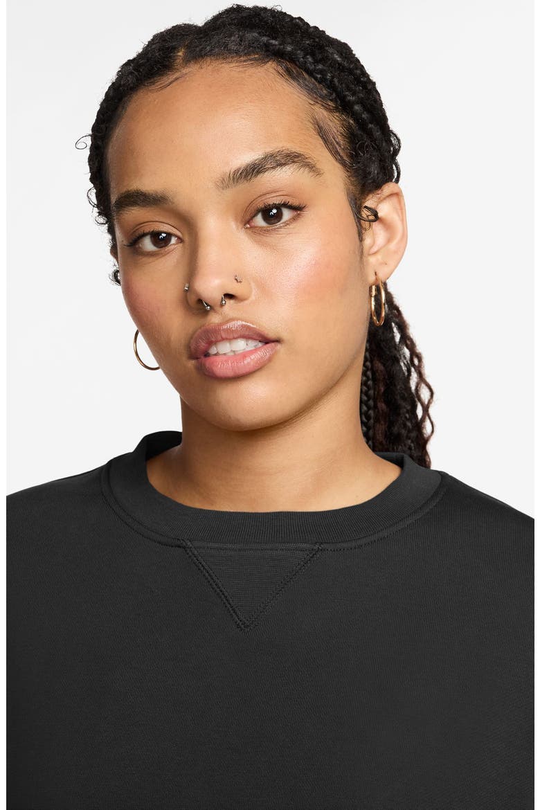Oversize Fleece Crop Sweatshirt, Alternate, color, BLACK/ DARK SMOKE GREY
