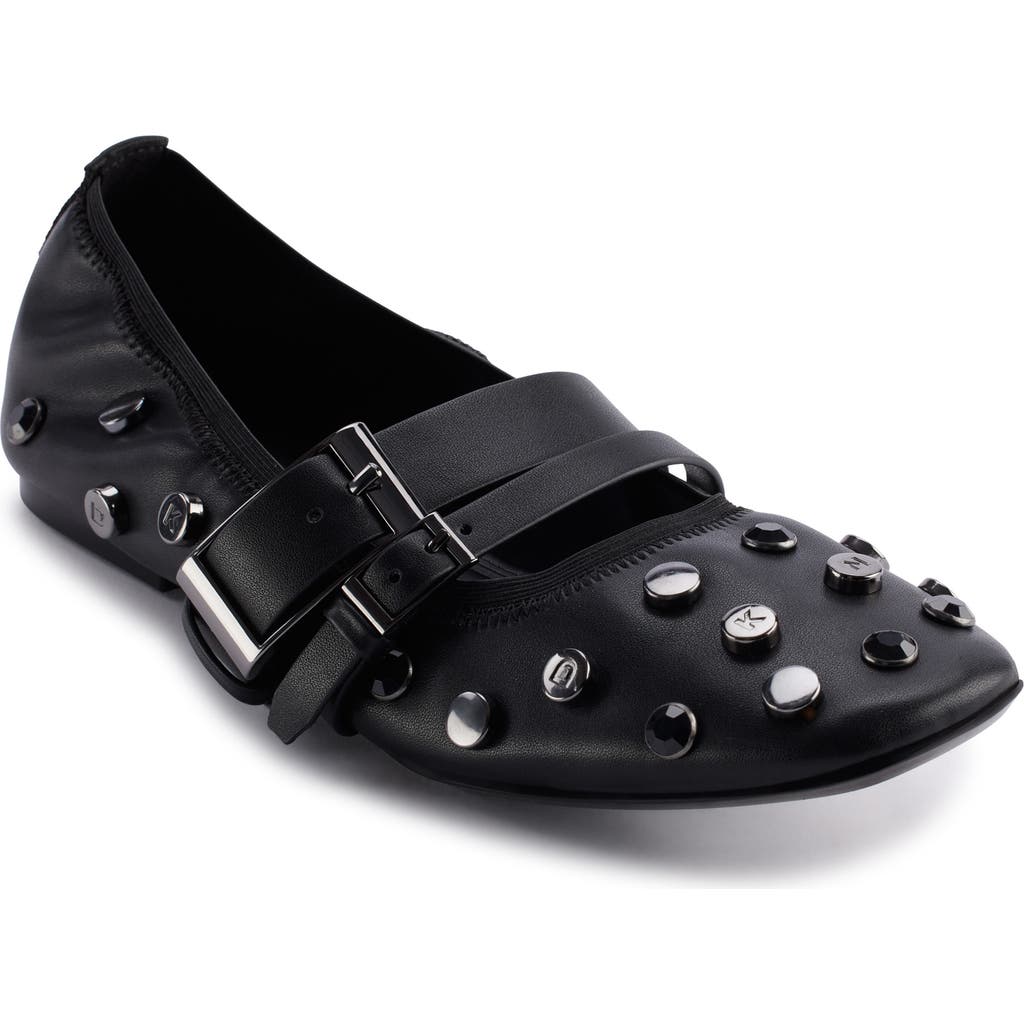 Dkny Crystal-embellished Ballerina Shoes In Black