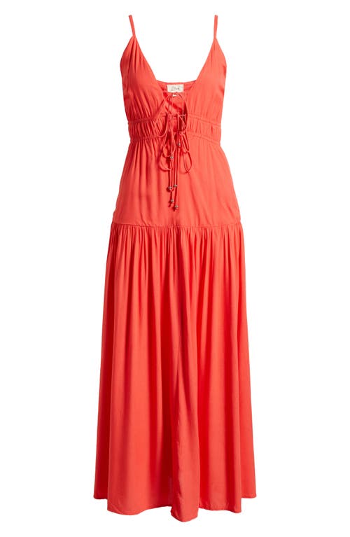Shop Elan Tie Front Cover-up Maxi Dress In Red Coral