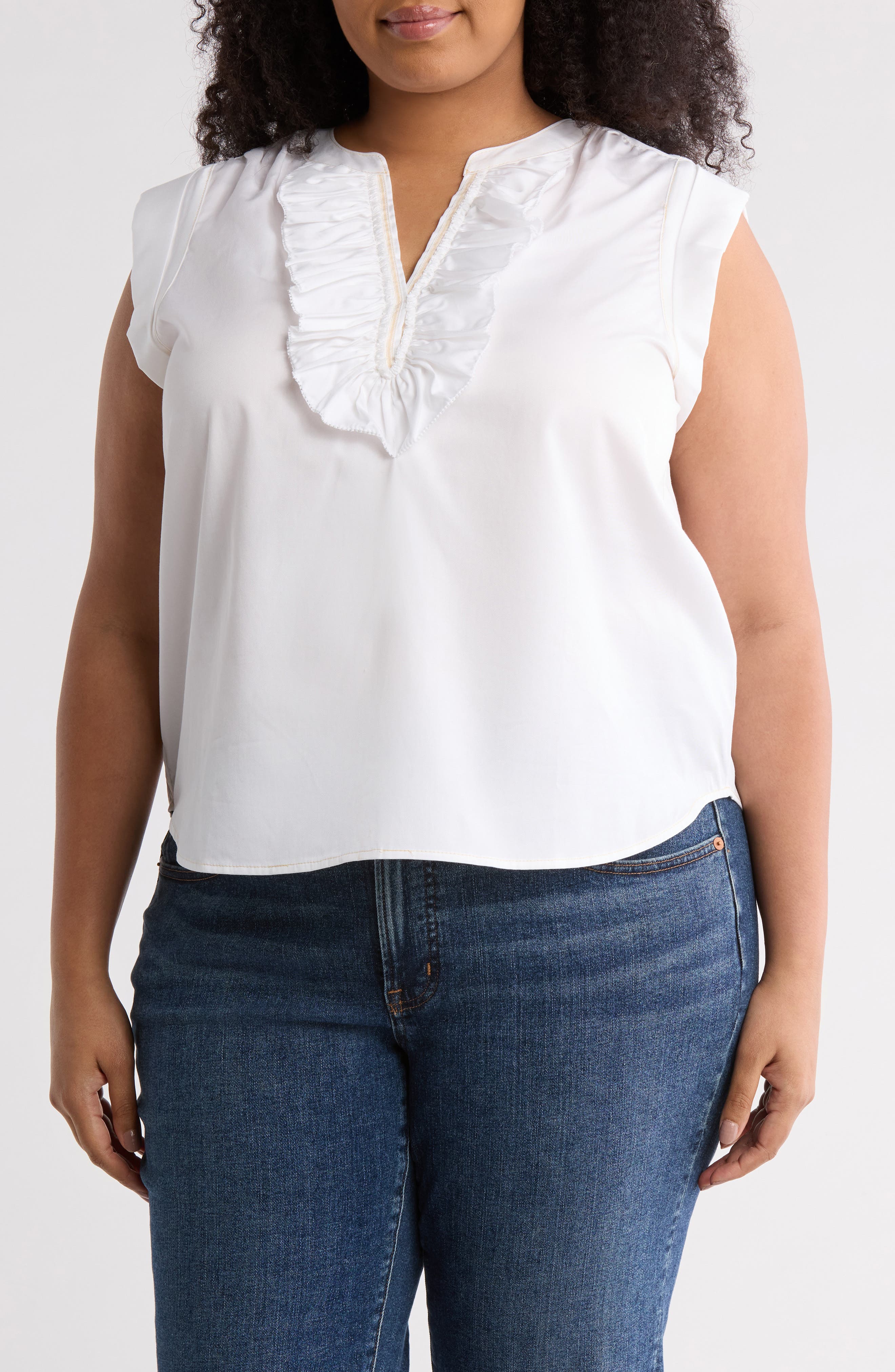 Democracy Ruffle Poplin Tank