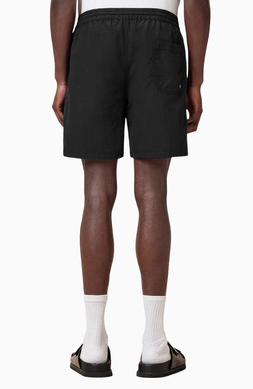 Allsaints Mens Jet Black Distortion Graphic-print Slim-fit Swim Shorts Xs
