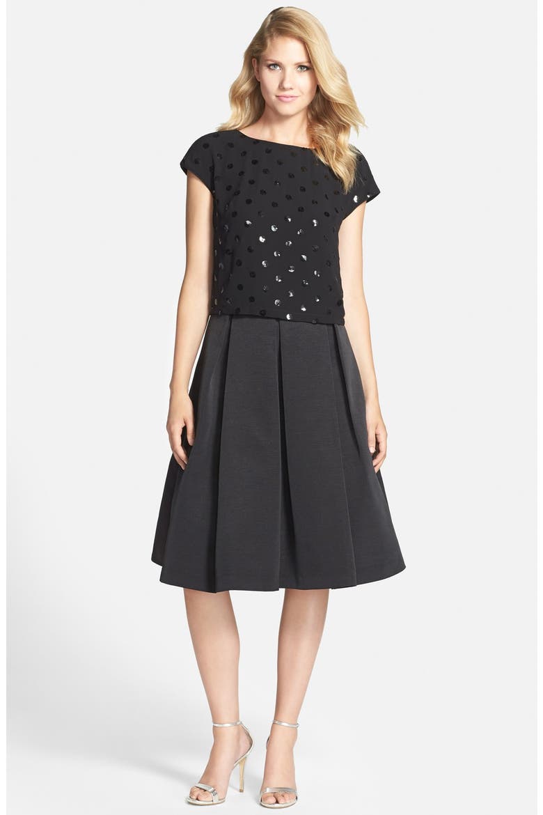 Sequin Polka Dot Popover Top, Alternate, color, BLACK