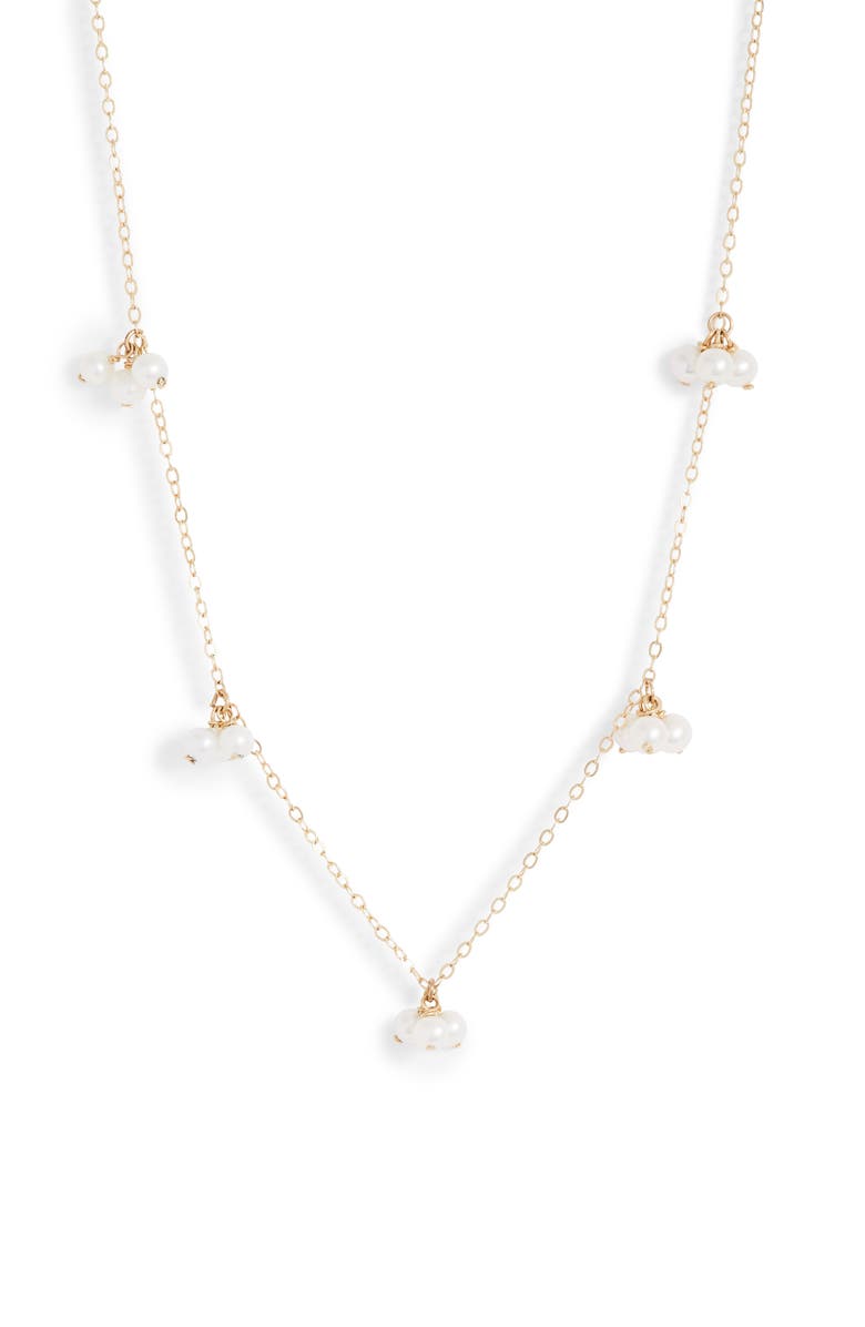 Poppy Finch Baby Pearl Trio Gold Station Necklace, Main, color, 