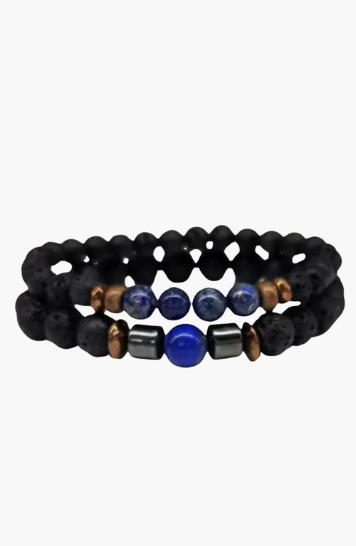 Humanist Beauty Crystal Lava Beaded Bracelet Set