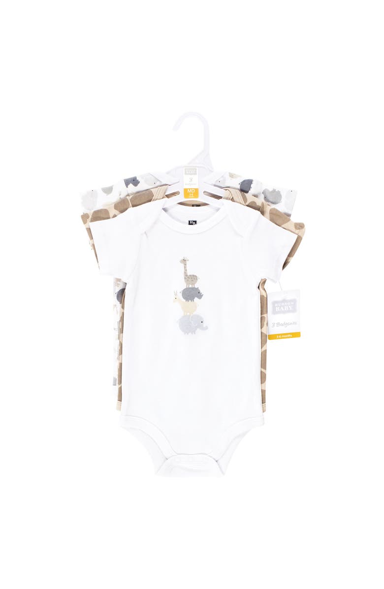Hudson Baby Cotton Bodysuits 3-Pack, Alternate, color, Safari Friends