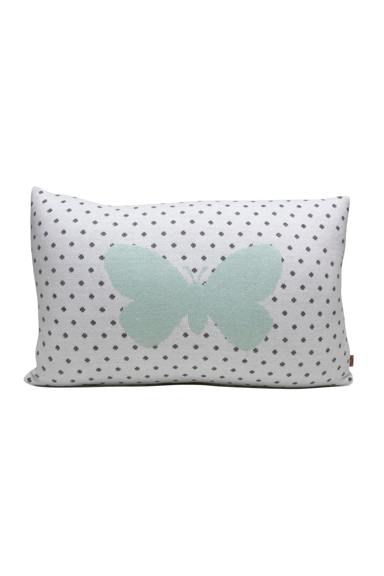 Butterfly Print Pillow, Alternate, color, Mint