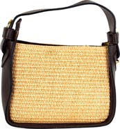 Persaman New York Marie Straw & Leather Shoulder Bag