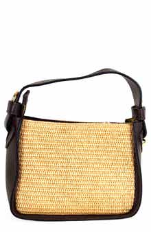 Persaman New York Marie Raffia & Leather Shoulder Bag