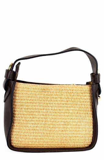 Persaman New York Marie Raffia & Leather Shoulder Bag