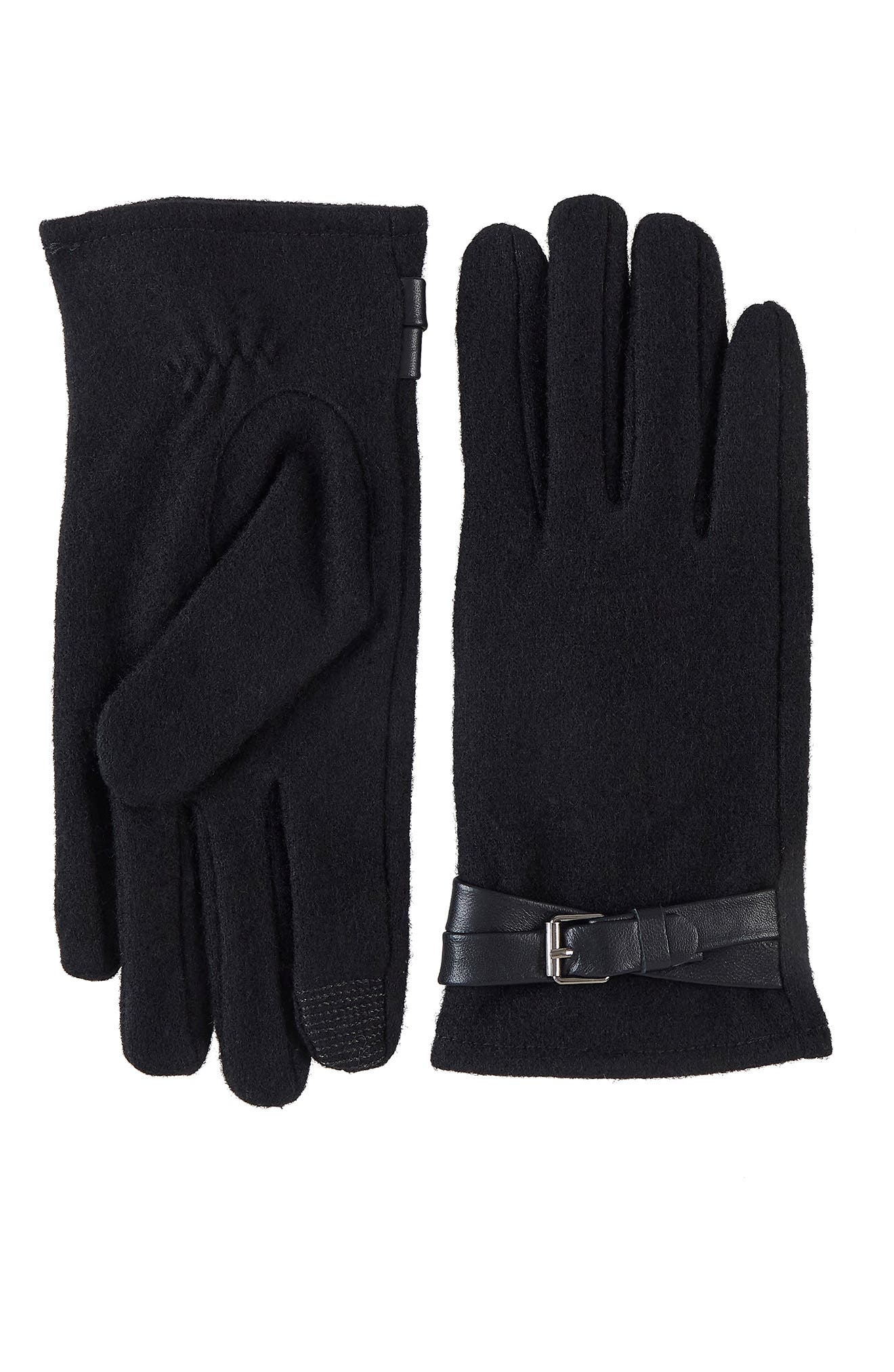Tech Knit Gloves with Leather Strap