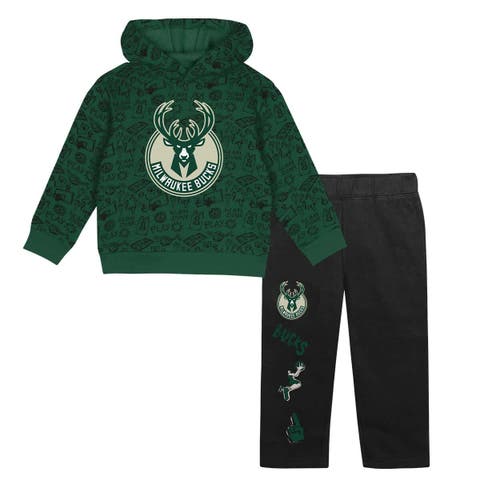 Toddler  Green Milwaukee Bucks Give and Go Pullover Hoodie and Sweatpants Set
