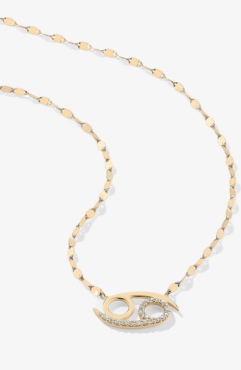 LANA 14K Gold Diamond Zodiac Cancer Pendant Necklace - 0.137ct., Alternate, color, Yellow Gold