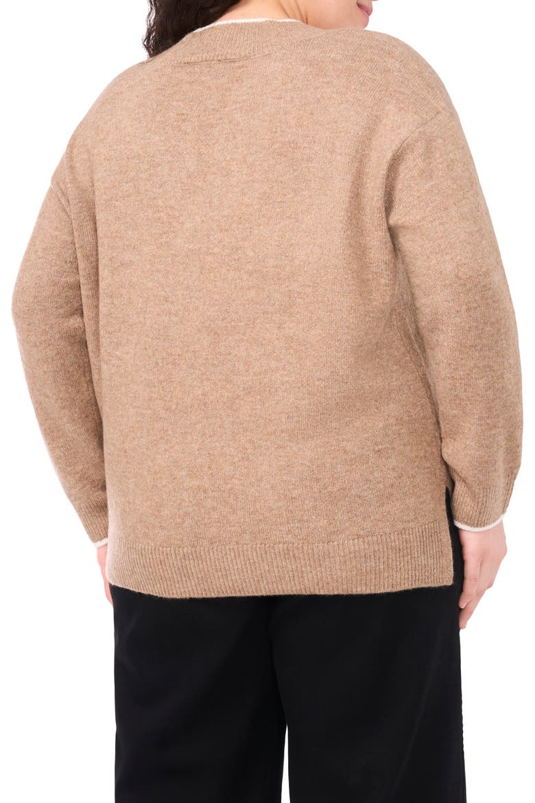 Tipped Cross V-Neck Cozy Sweater, Alternate, color, TAUPE
