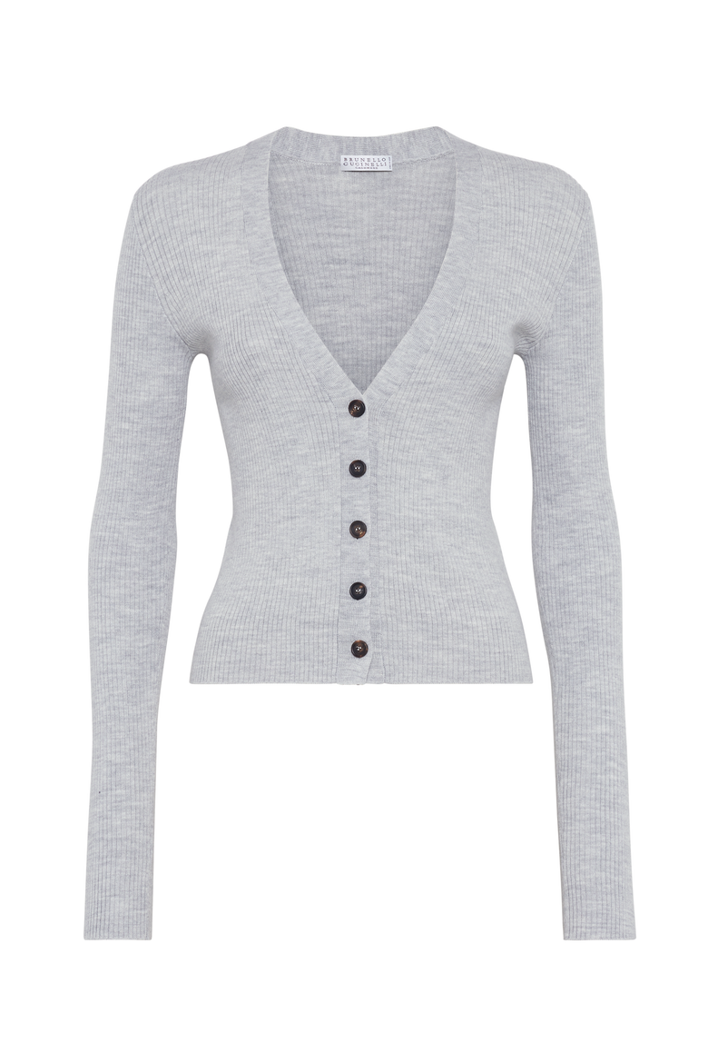 Rib knit cardigan, Main, color, Grey