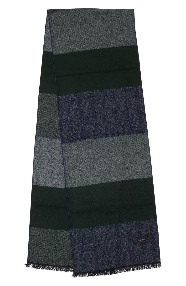 Ted Baker London Stripe Silk Reversible Scarf, Alternate, color, Green