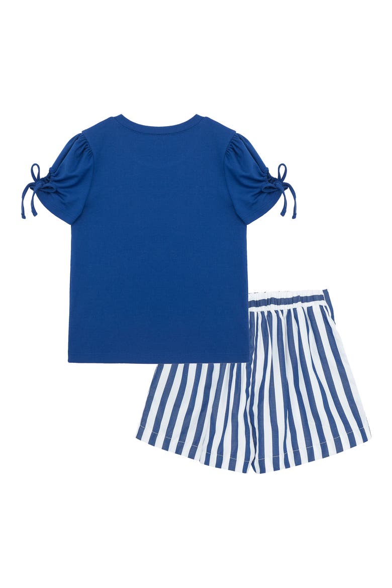 Kids' T-Shirt & Stripe Skort Set, Alternate, color, BLUE