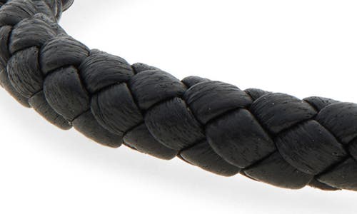 Tom Ford Tubular Clasp Braided Leather Bracelet In Black